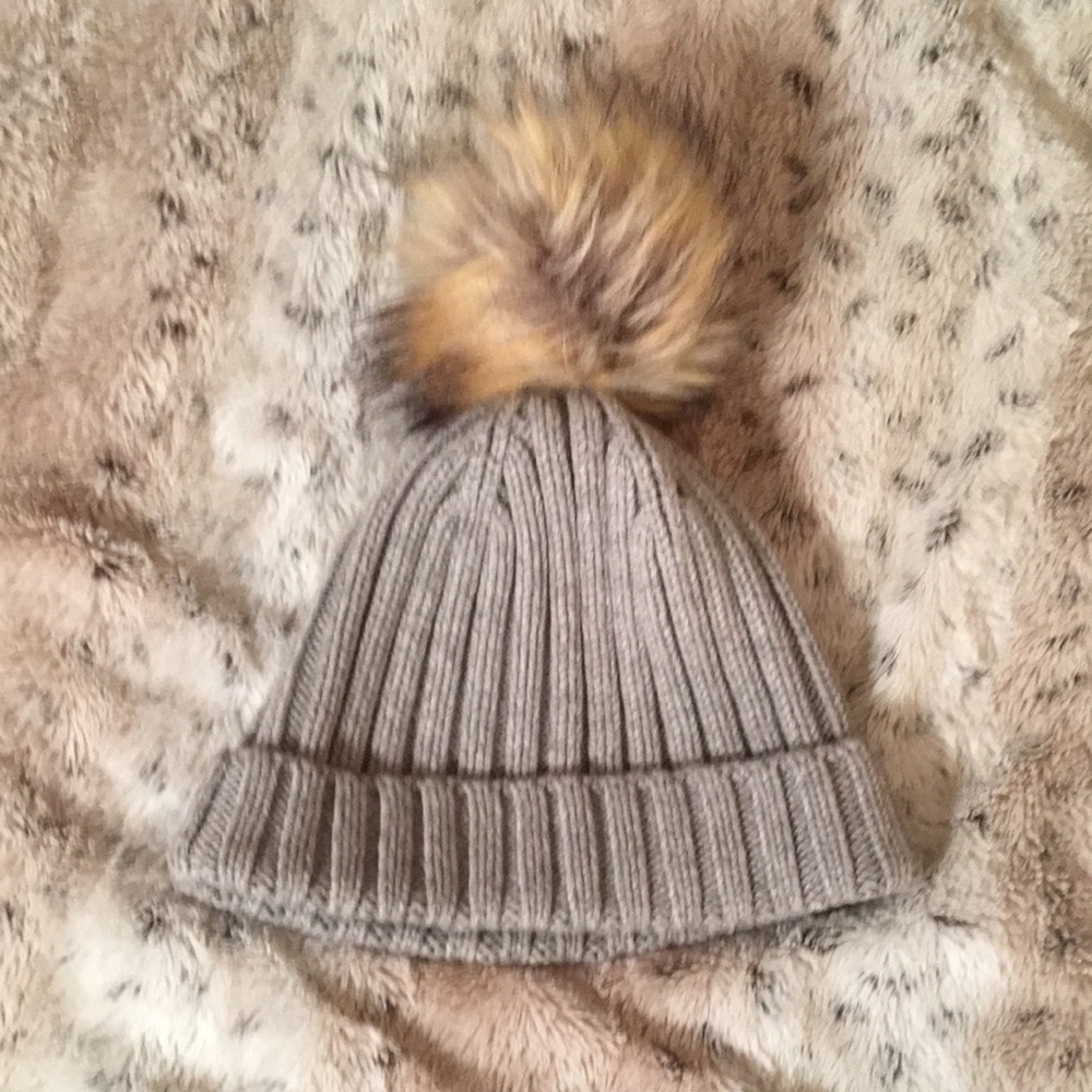 J. Crew Gray and Brown Ribbed Knit Hat with Pom-Pom - Picture 13 of 13